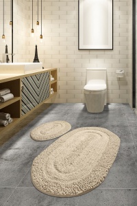 Set covorase baie 2 piese, Deluxe Soft, UnicUtil, Bej, Multicolor - Img 1