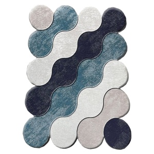 Set covorase baie 2 piese, Sophisticated Texture, UnicUtil, Albastru - Img 2