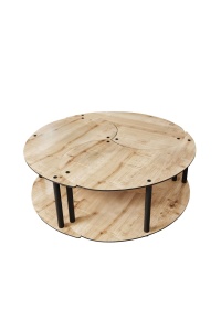 Set de măsuțe de cafea, Yin Yang, UnicUtil, Stejar, Diametru: 70 cm, Înălțime: 38 cm - Img 6