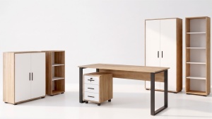 Set mobilier de birou UnicUtil Stejar - Alb 6 piese - Img 4