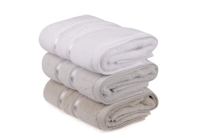 Set prosoape de mana 3 bucati, Classic Style, UnicUtil, Alb, Albastru Deschis, Maro Deschis - Img 1