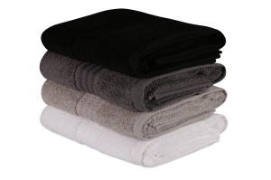 Set prosoape de mana 4 bucati, Luxury Touch, UnicUtil, Negru, Alb - Img 1