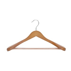 Umeraș de lux din lemn de fag cu umeri lați și design modern, pentru Costum/Tricouri, Natur, 1 bucata - Img 2