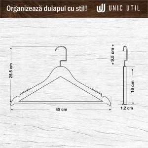 Umeraș din lemn natur cu striații antialunecare si bară pentru pantaloni, Natur, 1 bucata - Img 8