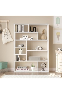 Bibliotecă, 90x22x123.6 cm, Alb, PAL melaminat, UnicUtil - Img 2