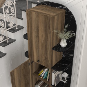 Bibliotecă, Walnut Noir, UnicUtil, 40 x 31.4 x 179 cm, Negru - Maro, UUBIB29 - Img 4