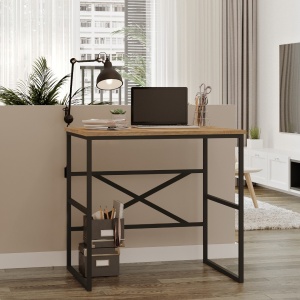 Birou compact cu structură metalică, 80x60x75 cm, Pin, UnicUtil