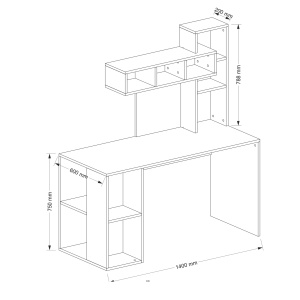 Birou, CreamModular Harmony, UnicUtil, 140 x 60 x 153.8 cm, Alb și Crem, UUDESK13 - Img 7