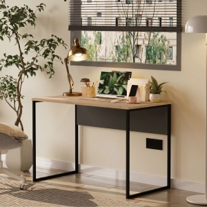 Birou pentru calculator cu picioare metalice, 110x58.5x73 cm, Rattan, UnicUtil - Img 3