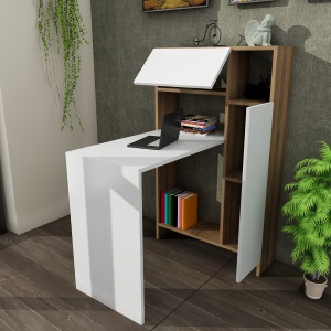 Birou, Power Style, UnicUtil, 90 x 72.1 x 120 cm, Alb si Maro - Img 5