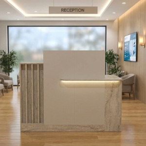 Birou recepție, Dayana Front Desk, UnicUtil, Travertin-Crem, 150 cm - Img 3