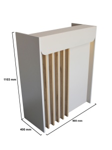 Birou recepție Karibu din pal melaminat finisaj Sandstone cu iluminare LED – modern și sofisticat, 90 x 40 x 110.3 cm, UUORG73 - Img 6