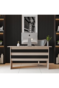 Birou spațios, 140x60x73.8 cm, Stejar-Negru, PAL melaminat, UnicUtil - Img 2