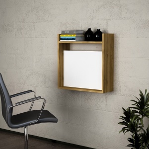 Birou, Wall Fold, UnicUtil, 60 x 19.6 x 60 cm, Alb și Maro - Img 3