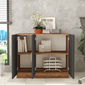 Comoda cu 3 usi UnicUtil Nuc - Gri Antracit pentru birou 89.1 x 38.1 x 73.8 cm - Img 4