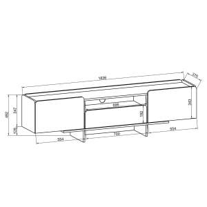 Comodă televizor Minimalist Design, 183.6 x 39.2 x 49.2 cm, UnicUtil - Img 2