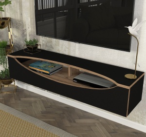 Comodă televizor Urban Elegance, 120 x 29.6 x 23.8, Negru, UnicUtil - Img 2