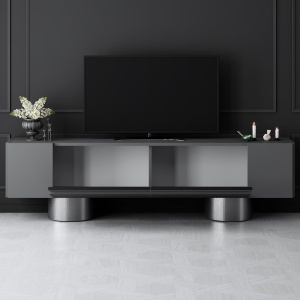 Comoda TV, Bohem Anthracite, UnicUtil, Antracit-Argint, Lățime: 180 cm, Înălțime: 50 cm, Adâncime: 30 cm - Img 3