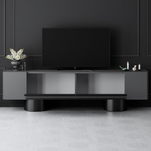 Comoda TV, Bohem Anthracite, UnicUtil, Antracit-Negru, Lățime: 180 cm, Înălțime: 50 cm, Adâncime: 30 cm - Img 3