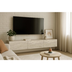 Comodă TV Damla, UNICUTIL, finisaj travertin pentru living modern - Img 7