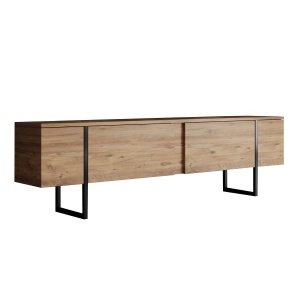 Comoda TV, Luxe Atlantic, UnicUtil, Pin Atlantic-Negru, Lățime: 180 cm, Înălțime: 50 cm, Adâncime: 30 cm - Img 6