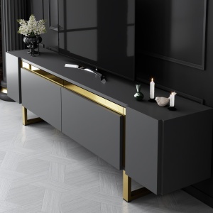 Comoda TV, Yildiz Anthracite, UnicUtil, Antracit-Auriu,Lățime: 180 cm, Înălțime: 50 cm, Adâncime: 30 cm - Img 4