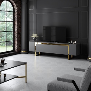 Comoda TV, Yildiz Anthracite, UnicUtil, Antracit-Auriu,Lățime: 180 cm, Înălțime: 50 cm, Adâncime: 30 cm - Img 5