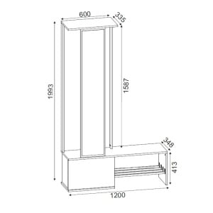 Cuier Multifunctional cu Oglinda si Pantofar, Smart Refine, UnicUtil, 120 x 34.8 x 199.3 cm, Alb-Maro, UUORG45 - Img 8