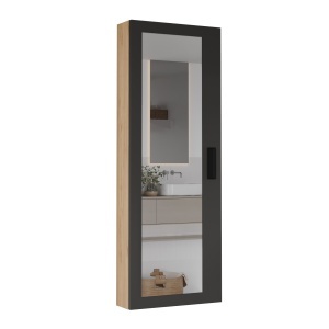 Dulap baie cu oglinda UnicUtil Antracit - Stejar 15 x 44 x 120 cm - Img 5