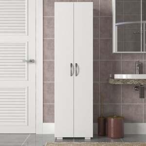 Dulap de bucătărie din pal melaminat Abel, alb, design modern și funcțional pentru organizare eficientă, 48.6 x 31.4 x 173 cm - Img 4