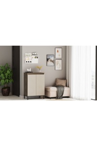 Dulap multifuncțional cu pantofar, 60x35.5x85.6 cm, Maro-Crem-Antracit, UnicUtil - Img 5
