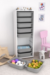 Dulap multifunctional, Shell ripple, UnicUtil, Culoarea Alb Gri - Img 3