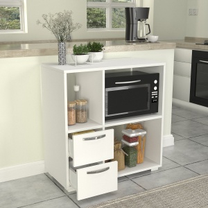 Dulap Organizator Bucatarie, Microwave Stand, UnicUtil, 80 x 40 x 83 cm, Alb, UUORG10 - Img 3