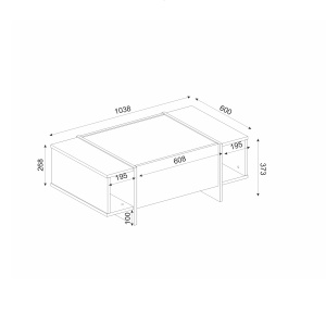 Masa de cafea, Cubic Charm, UnicUtil, 103.8 x 60 x 37.3 cm, Crem - Img 2