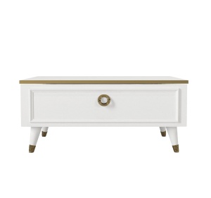Masa de cafea UnicUtil Luxury Edition cu Sertar Rabatabil, 90 x 60 x 38 cm, Alb-Auriu - Img 10