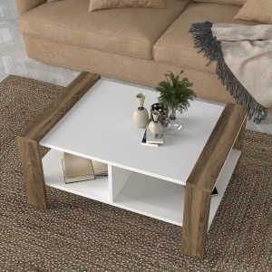 Masa De Cafea, Wood Frame, UnicUtil, 90 x 60 x 42 cm, Alb-Maro - Img 4