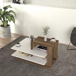 Masă de Cafea, Wood Wave, UnicUtil, 84.8 x 60 x 43.6 cm, Alb-Maro - Img 3
