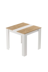 Masă de dining pătrată, 80x80x74 cm, Rattan-Alb, PAL melaminat, UnicUtil - Img 5