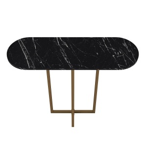 Masă decorativă Boressi din pal melaminat cu finisaj Black Marble, eleganță modernă pentru interior rafinat, 90 x 29.6 x 75 cm - Img 6