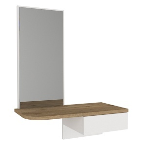 Masă decorativă Grovia din pal melaminat alb cu oglindă, design elegant și funcțional, 60 x 29.6 x 81.8 cm - Img 7