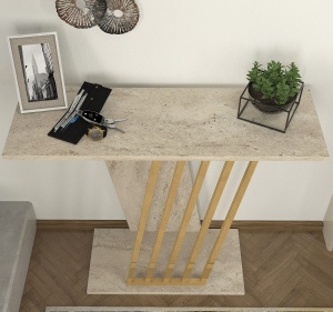 Masa decorativa, Modern Wave, UnicUtil, 90 x 29.6 x 76.8 cm, Crem - Img 5
