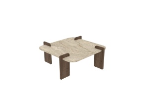 Măsuţă de cafea, Afrolli Travertine, UnicUtil, Travertin-Nuc, Lățime: 90 cm, Înălțime: 35 cm, Adâncime: 90 cm - Img 2