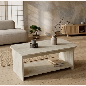Măsuță de cafea cu raft, Chebo 1, UnicUtil, 100 x 50 x 41.8 cm, Travertin