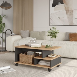 Măsuță de cafea Rattan-Antracit 91x51x40 cm, PAL melaminat — Mina 9, UnicUtilY - Img 2