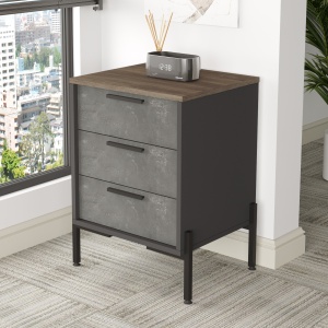 Noptiera cu sertare UnicUtil Nuc - Gri cu fronturi aspect beton 54 x 44.5 x 70 cm