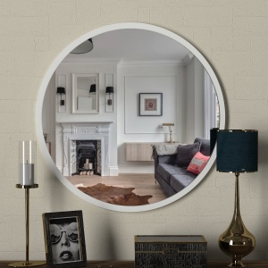 Oglinda de Perete Rotunda, Mirror Serenity, UnicUtil, diametru rama 59 cm, Alb, UUOGL05 - Img 1