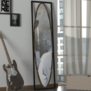 Oglindă Decorativă de Perete, Edge Reflection, UnicUtil, 39 x 151 cm, Negru-Maro, UUOGL12 - Img 4