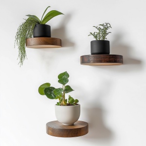 Raft decorativ de perete din lemn, Raf283 Design, UnicUtil, De lemn, Diametru: 12 cm, Înălțime: 1,9 (3 bucăți), 100% LEMN MASIV