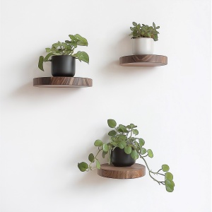 Raft decorativ de perete din lemn, Raf283 Design, UnicUtil, De lemn, Diametru: 12 cm, Înălțime: 1,9 (3 bucăți), 100% LEMN MASIV - Img 6