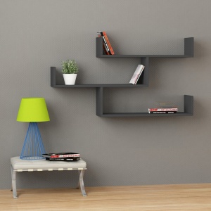 Rafturi perete, Bold Frame, UnicUtil, 120 x 67 x 22 cm, Gri - Img 2